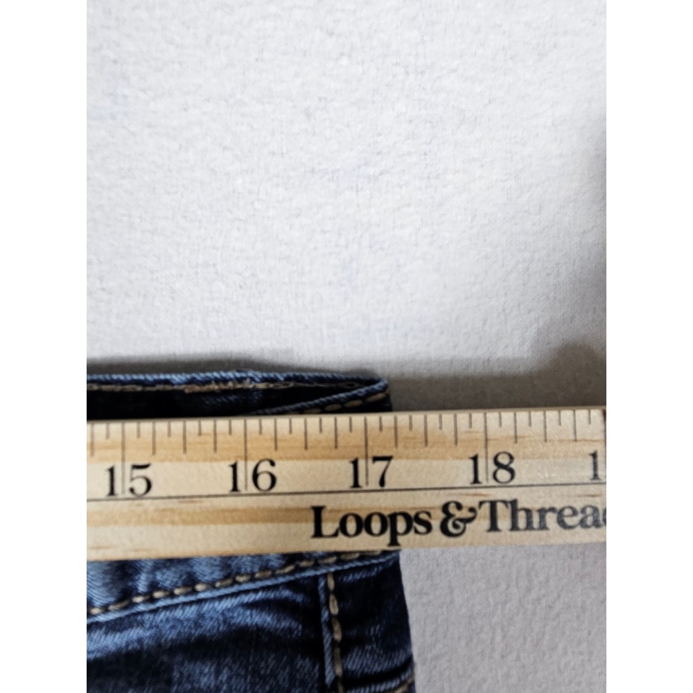 True Luck Mens Straight Leg Jeans 32x32 Blue Dark Wash Embroidered Pockets - Picture 2 of 9